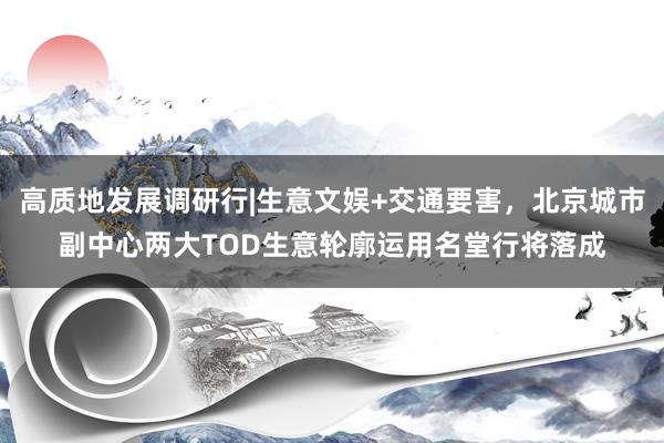 高质地发展调研行|生意文娱+交通要害，北京城市副中心两大TOD生意轮廓运用名堂行将落成